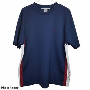 Nike Jersey Shirt Mens Large Blue Red White Athletic Crew Neck Short Sleeve